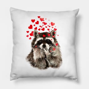 Cute Raccoon Blowing Kisses Animal Humor Pillow