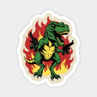 Mad T Rex On Fire Magnet
