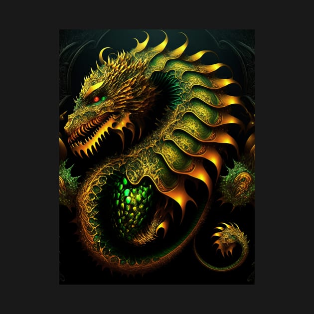 Gold Dragon Art Inspiring Mythical Creature Design by JojoArtEvo