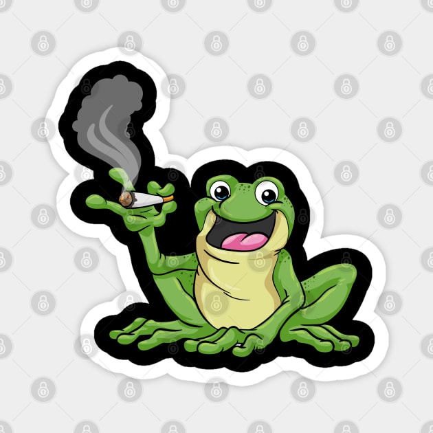 Frog as smoker with cigarette Magnet by Markus Schnabel