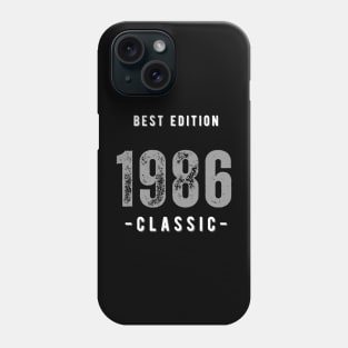 Vintage Birthday Year 1986 Black Phone Case