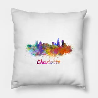 Charlotte skyline in watercolor Pillow