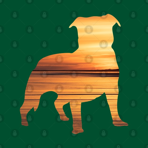 Staffy Sunset by Rumble Dog Tees