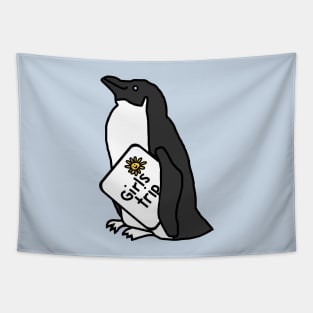 Cute Penguin goes on Girls Trip Tapestry
