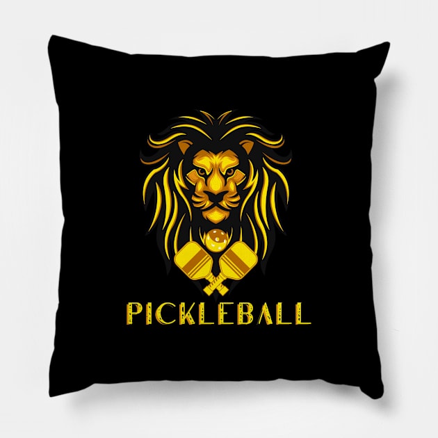 Pickleball man , cool pickleball design with Lion head, paddle Pillow by KIRBY-Z Studio