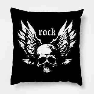 rock skull with wings Pillow