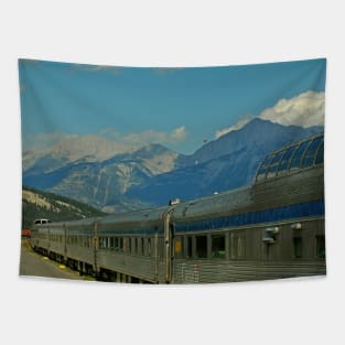 Canadian train in the Rockies Tapestry