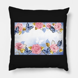 Background with Pink Roses Pillow