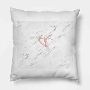 Rose gold deer - soft white marble Pillow