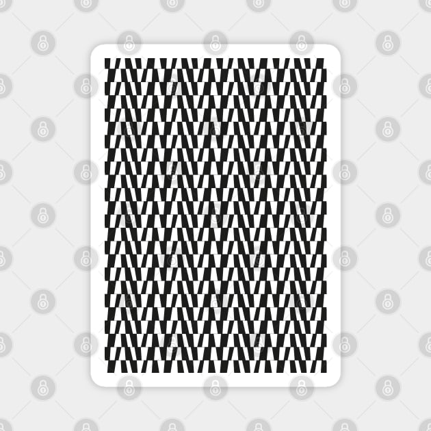 Bold Monochromatic Geometric Pattern 3 in Black and White Magnet by tramasdesign