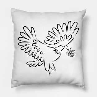 The eagle carries a rose in its beak Pillow