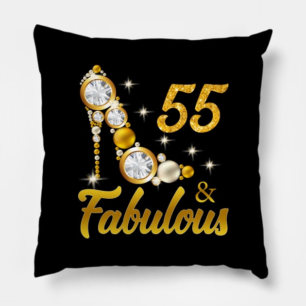 55 and Fabulous 55th Birthday Gift Pillow by Otis Patrick