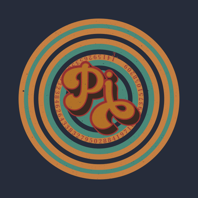 Pi Day Groovy Circles Teal and Tan by Lyrical Parser