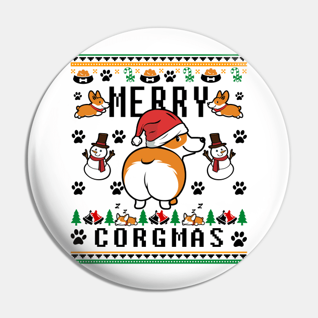 Corgis For Everybody Christmas Sweater Pin by KsuAnn