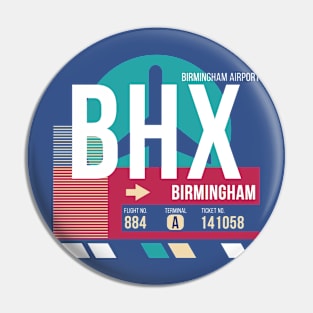 Birmingham, England (BHX) Airport Code Baggage Tag Pin