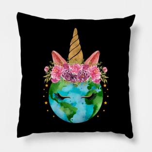 Cute Erath Day Unicorn Girls Women Pillow