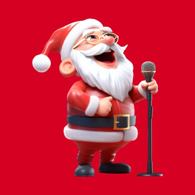 Jolly Jam Session: 3D Santa Singing Spectacular Tee by nftshirt