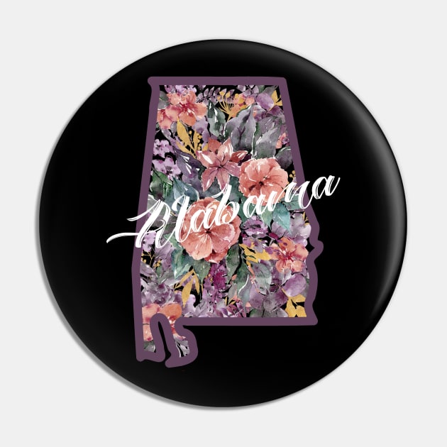 Alabama Floral State Pin by HappyArt