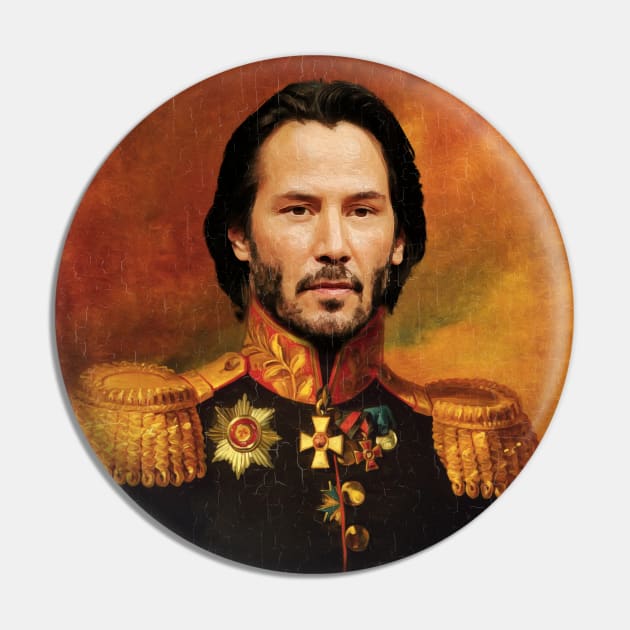 Keanu Reeves Old Portrait Painting Pin by UselessRob