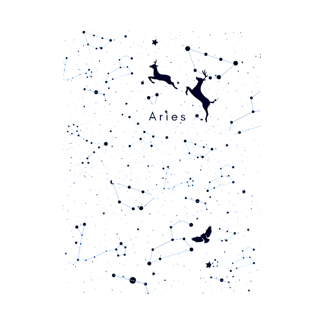 Aries Blue Zodiac Design - Astrology Night Sky by NihaCollection