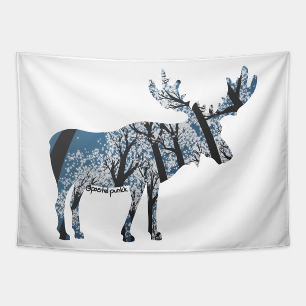 Moose White Forest Tapestry by Pastel.Punkk