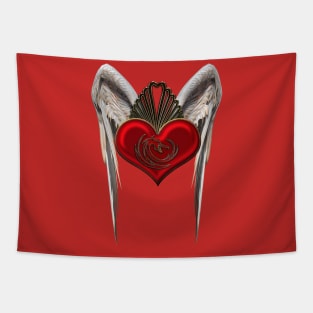 Wonderful heart with dragon and wings Tapestry