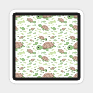 Cute turtle pattern with fishes Magnet