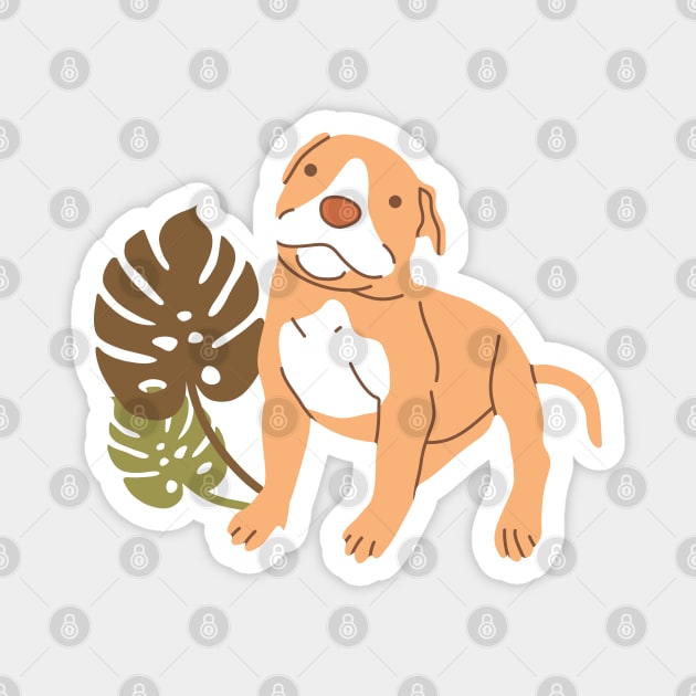 Pit Bull puppy and plants Magnet by Wlaurence