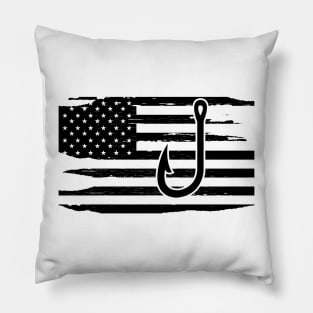 Fishing and American Flag Pillow