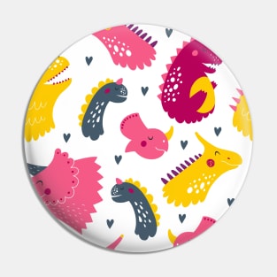 Fun Dinosaur Pattern Pink Back to School Pin