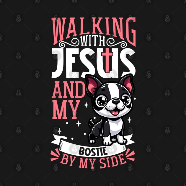 Jesus and dog - Boston Terrier by Modern Medieval Design