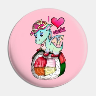 kawaii sushi pretty dragon roll Pin