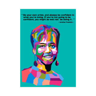 Abstract Aretha Franklin and her best quotes in WPAP T-Shirt