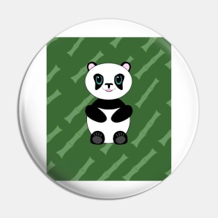 Cute kawaii panda on bamboo background street wear block style Pin