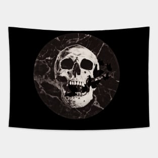 Halloween, aesthetics, skull, devil, ghost, spooky, creepy, skeleton, moon, marble, butterfly, retro, vintage, gothic, horror Tapestry