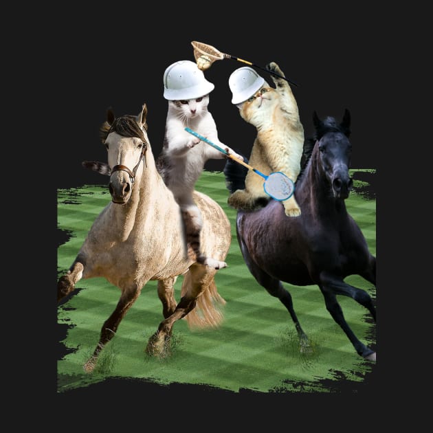 Cat Playing Polo Cats Riding Horse Funny by Random Galaxy