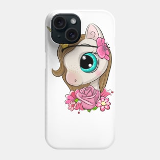 Cute unicorn with flowers. Phone Case