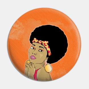 Black Woman Retro Poster Pin