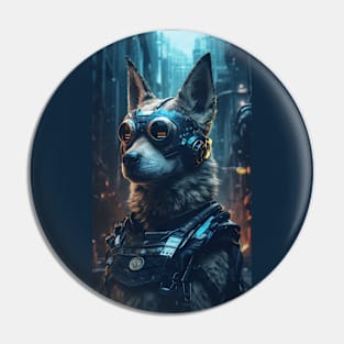 Cyborg Dog Portrait Pin