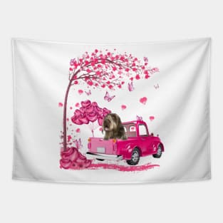 Valentine's Day Love Pickup Truck Wirehaired Pointing Griffon Tapestry