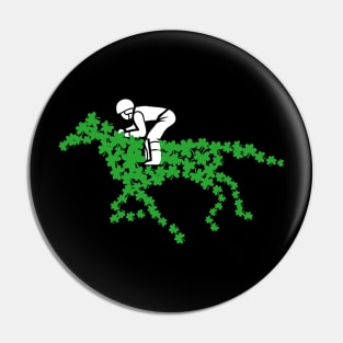 Race Horse Shamrock with Jockey Horse Funny lucky racing lover Pin