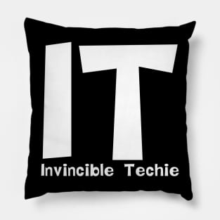 Invincible Techie White Text Pillow