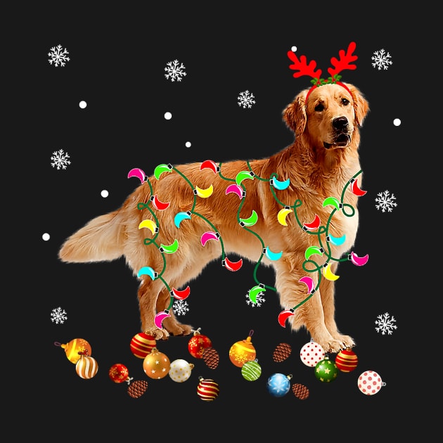 Golden Retriever Christmas Lights Funny Xmas Dog Lover by eldridgejacqueline