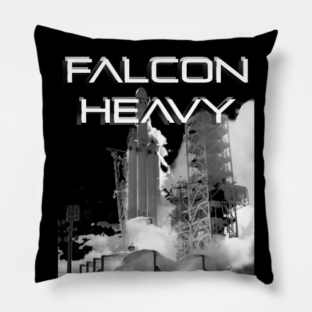 Falcon Heavy T-Shirt Falcon Heavy Tee version Black & White 02 T Shirt Pillow by MBASVCS