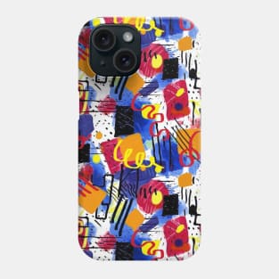 Abstract digital composition blue red yellow Phone Case