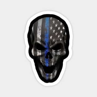 Blue line skull Magnet