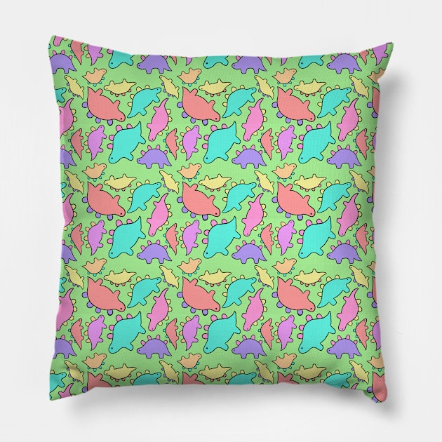 Cute Dinosaurs Pattern Pillow by Alê Pachon