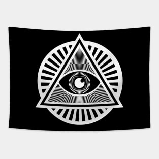 All-Seeing Illuminati Eye Symbol - White Version Tapestry