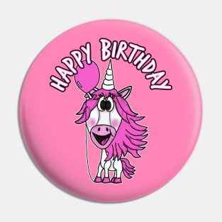 Happy Birthday Unicorn Lover Girl Horse Funny Pin