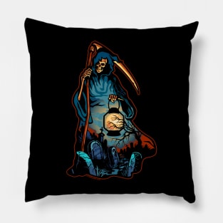 Grim Reaper Graveyard Scene Pillow